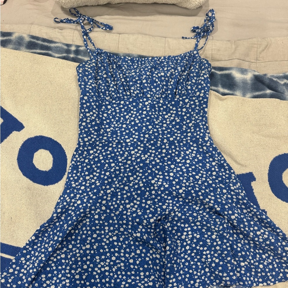 Blue Floral Spaghetti Strap Romper